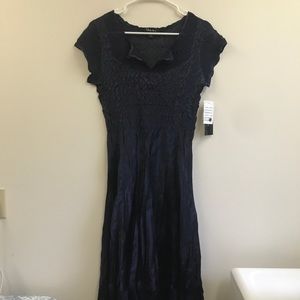 NWT SL Fashions Sapphire Blue Silky Satin Dress